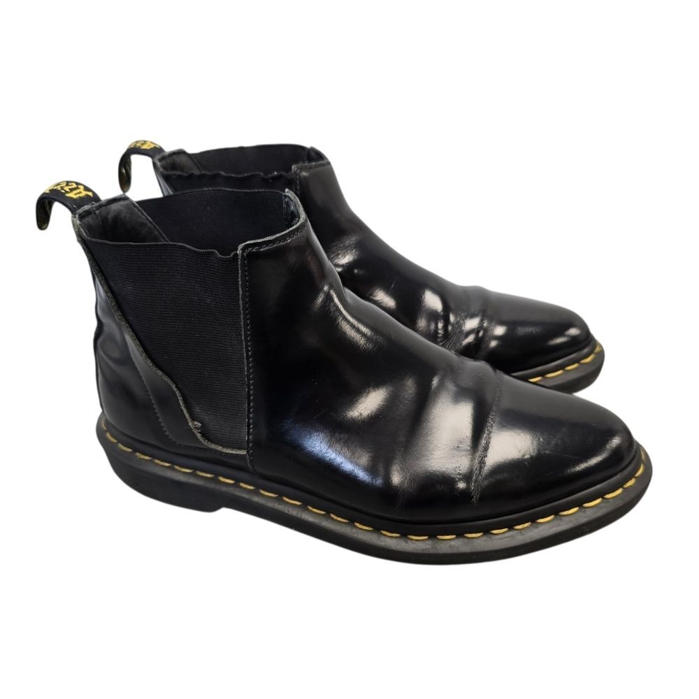 Dr. Martens Women's 8 (EU 39) Bianca Black Leather Pointed Chelsea Ankle Boots